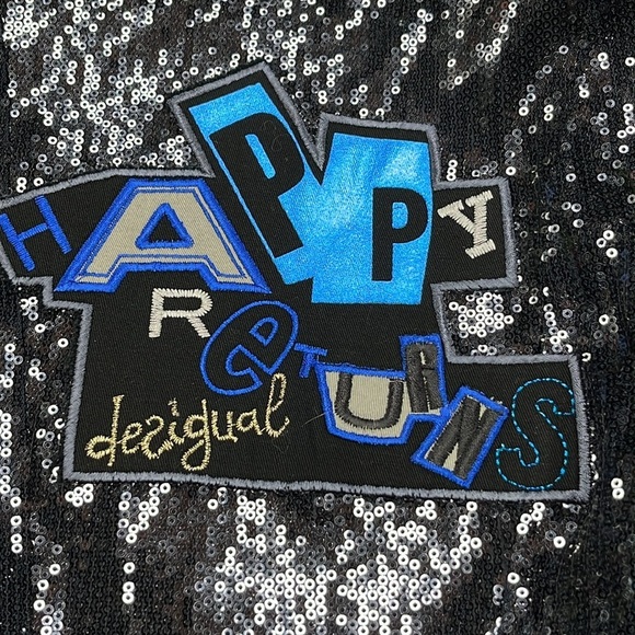 DESIGUAL "Happy Returns" Black Sequin Button Detail Fitted Party/NYE Vest SZ S - Picture 3 of 16